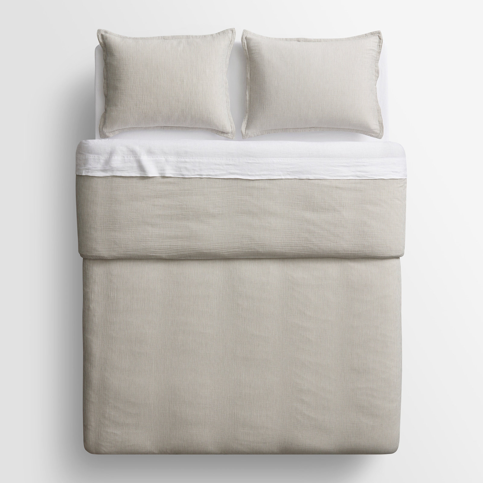 Kimball Cotton Duvet Cover Set, Charcoal/White, King Duvet Cover + 2 King Shams