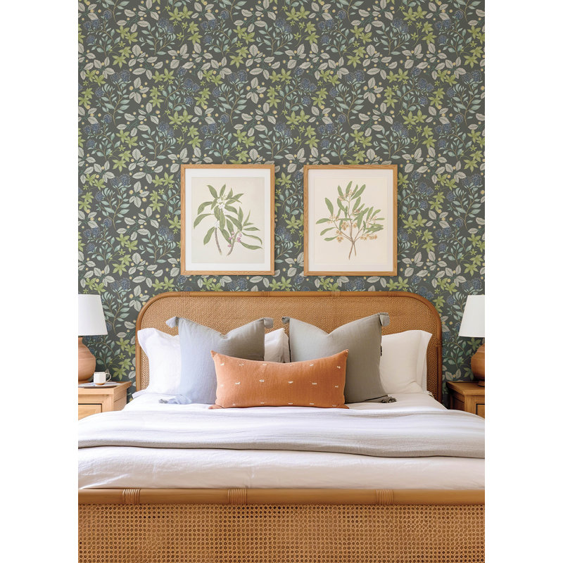 Mildred Charcoal Botanical Trail Wallpaper