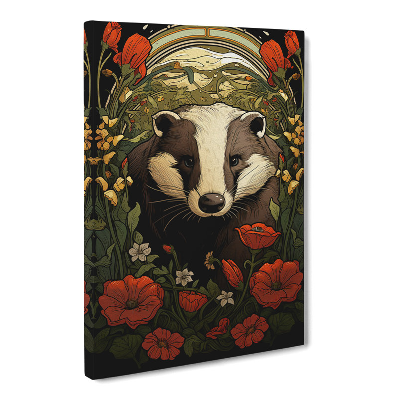Badger Nouveau - No Frame Print, 50cm H x 35cm W x 3cm D