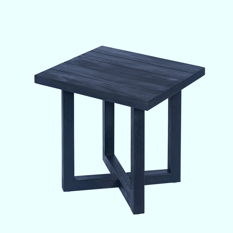 Square outdoor side table with cross legs