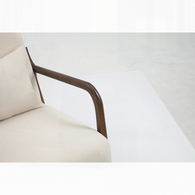 Chaise d'appoint Mid-Century moderne avec structure en bois, chaises de salon rembourrées avec coussin de taille, fauteuil de lecture pour véranda de chambre à coucher