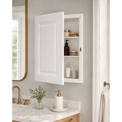 Armoire à pharmacie à porte simple sans cadre avec 2 tablettes fixes Adajah