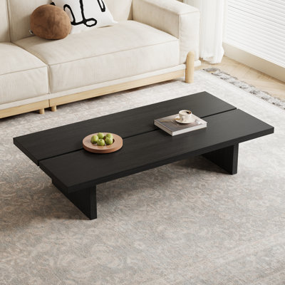55.1" Modern Rectangular Coffee Table, Pretty Wood Texture