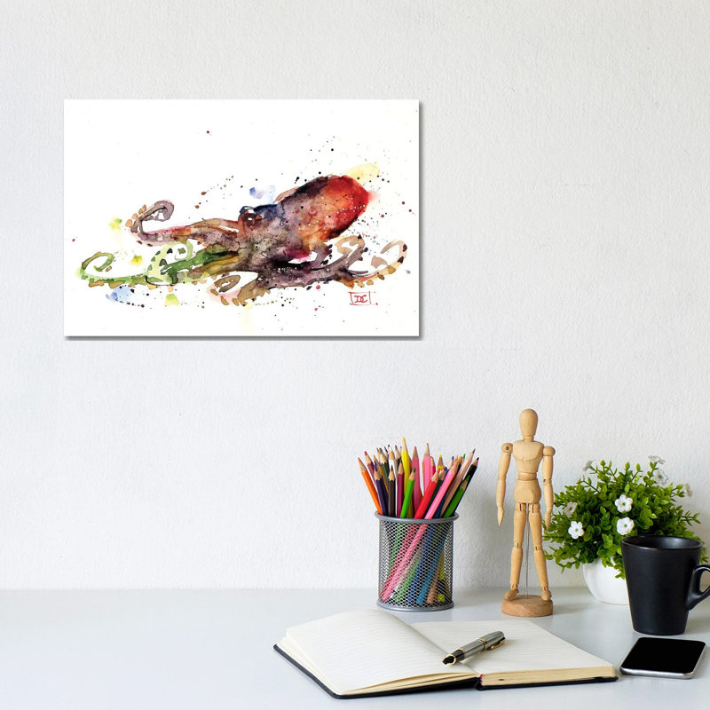 Octopus by Dean Crouser - Wrapped Canvas Painting, 20.32 cm H x 30.48 cm W