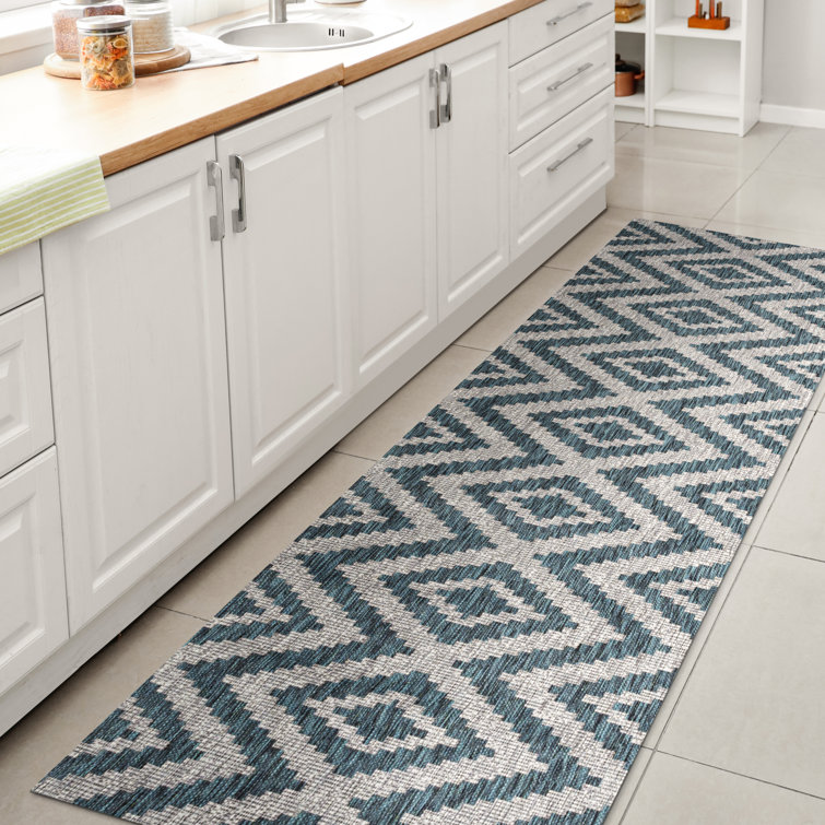 Fidel Diamond Tribal Blue/Gray Indoor/Outdoor Rug
