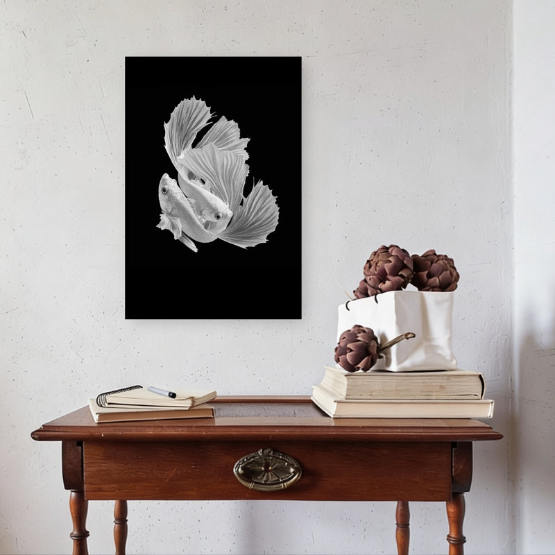 «Betta Fish Dance», impression murale élégante et minimaliste, H 24 po x l 16 po