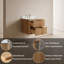 Meuble-lavabo suspendu de 61 cm (24 po) en bois naturel avec lavabo monobloc sans joint