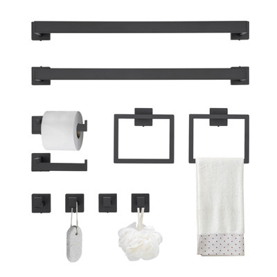 10-Pieces Matte Black Bathroom Accessories Set
