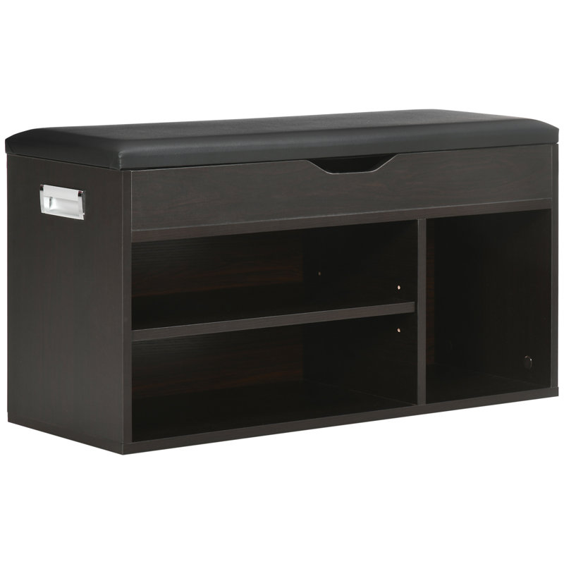 Banc à chaussures avec support rembourré pour le couloir, noir