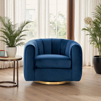 Chaise pivotante en velours bleu marine Cosey