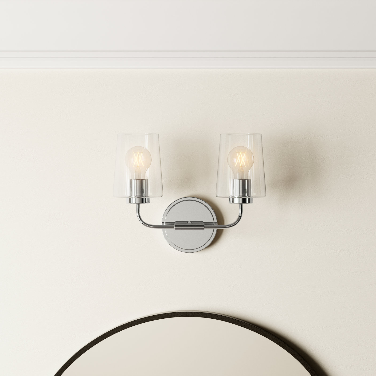 Viva 2 Light Transparent Dimmable Vanity Light, Chrome