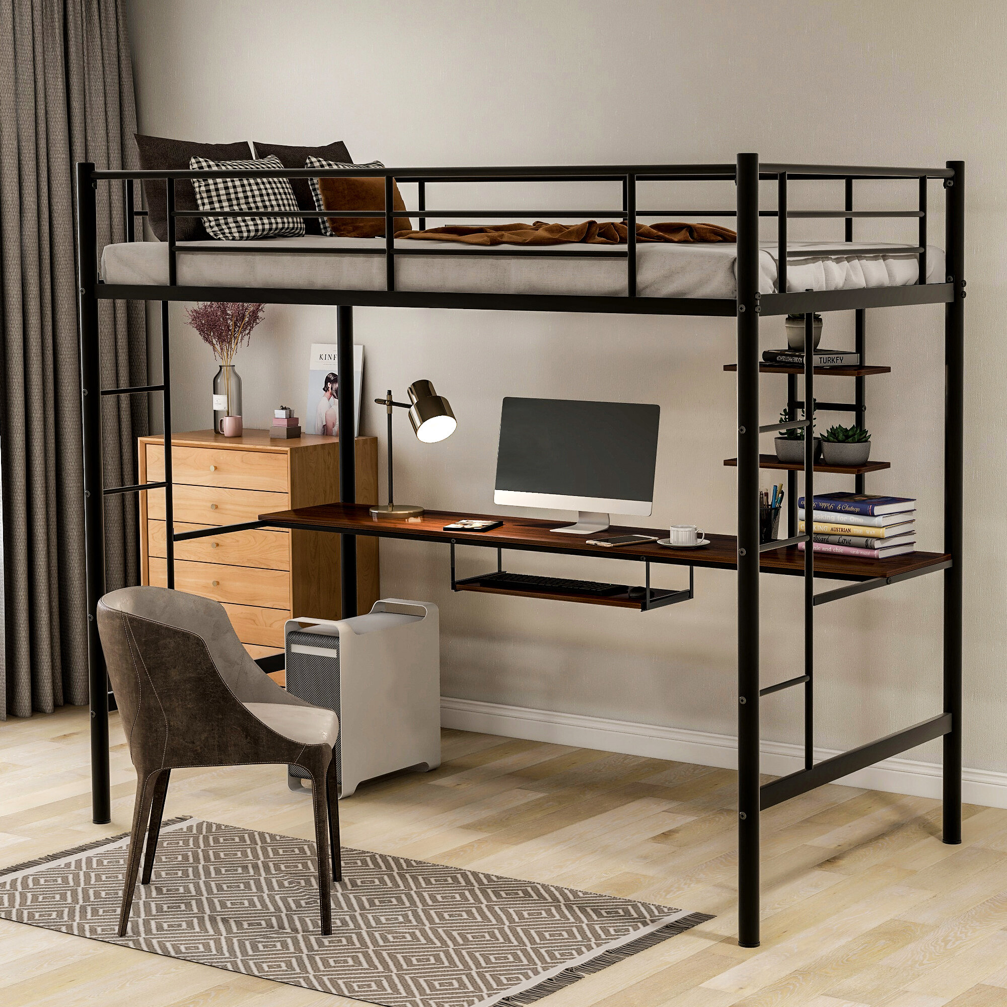 Mason & Marbles Loft Bed With Desk And Shelf Wayfair