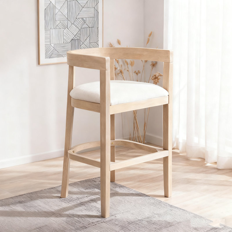 Tabouret de comptoir en bois d'hévéa, Naturel