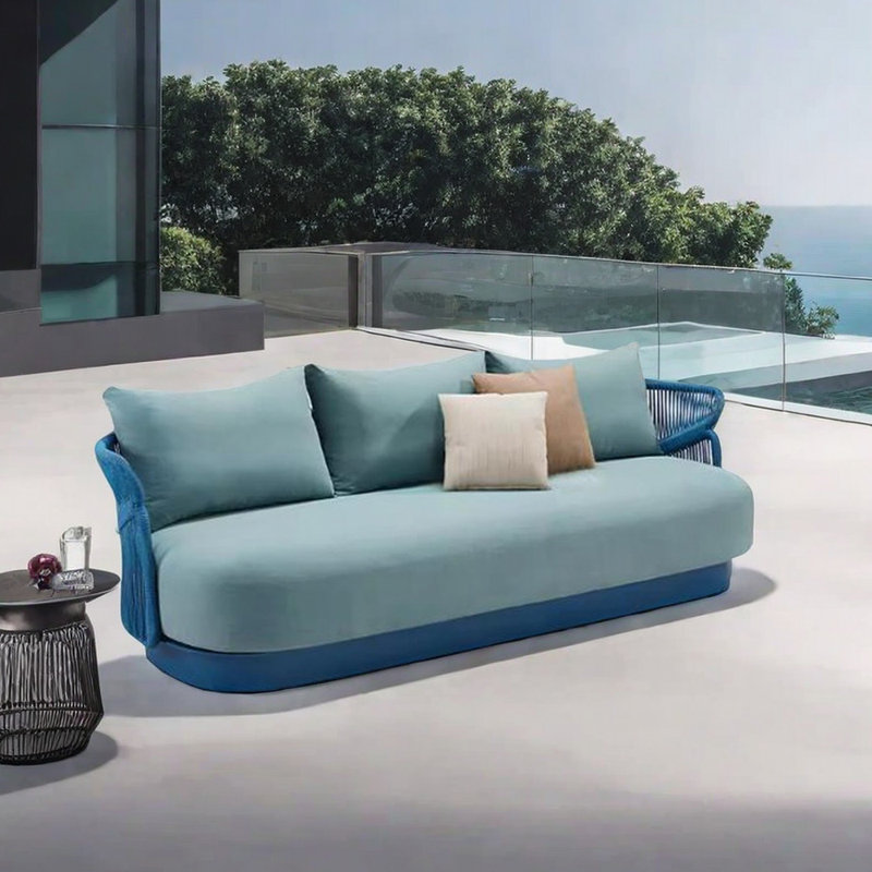 Sharrell 82.67'' Wide Rectangle Metal Patio Sofa with Cushions