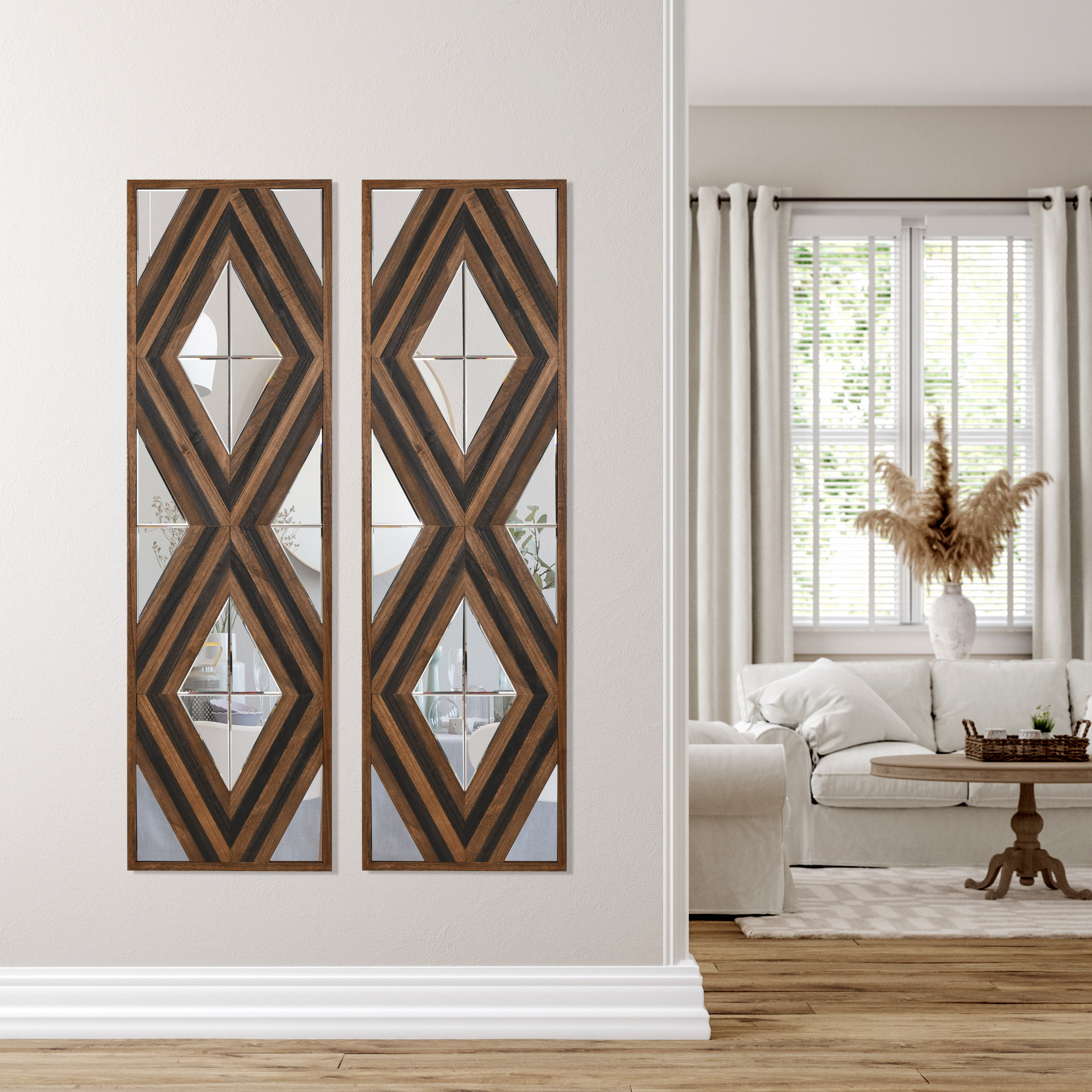 Foundry Select Solid And Engineered Wood Flat Wall Mirror 