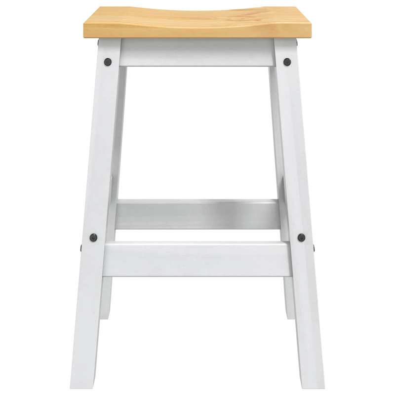 Counter Stool with Solid Wood Frame, Natural/White
