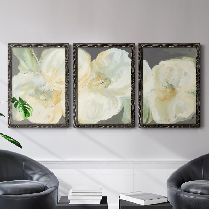 Reaching for the Sun IV - Ensemble de 3 reproductions de cadres photo, H 40 po x l 84 po x P 1,5 po, Toile avec cadre noir