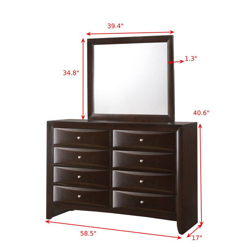 Ensemble de chambre avec lit plateforme de rangement Rodnell 3-1_Kathlyn, Très grand, Cerisier foncé