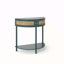 Table de bout unique en demi-lune avec porte coulissante en rotin