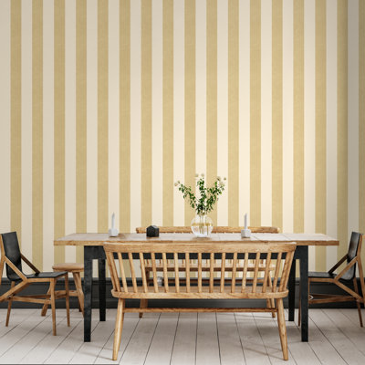 Textured Stripe - Gold & Cream