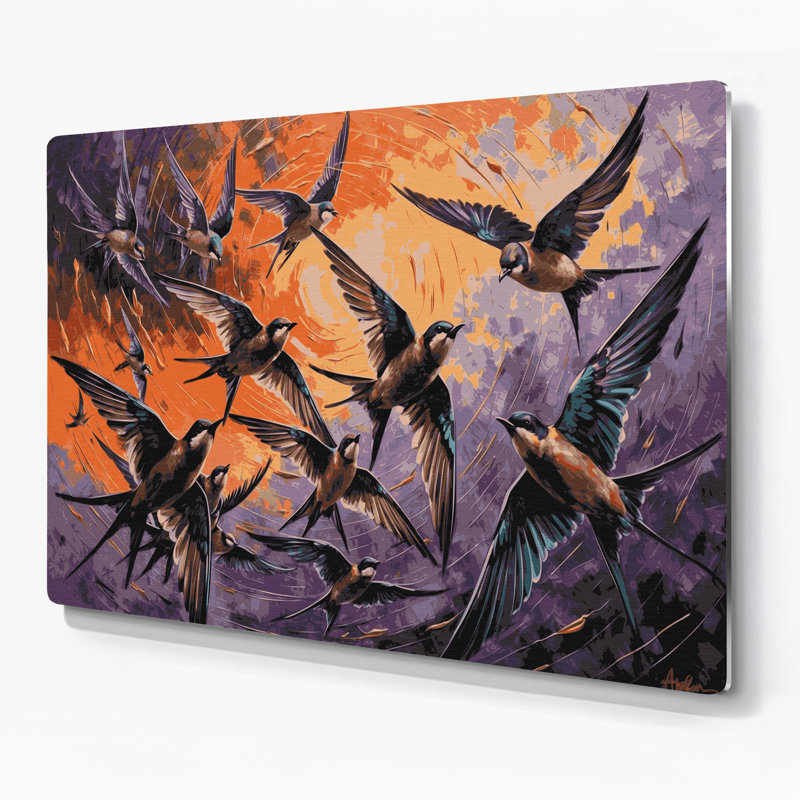 Art mural en métal oiseaux, H 20 po x l 24 po