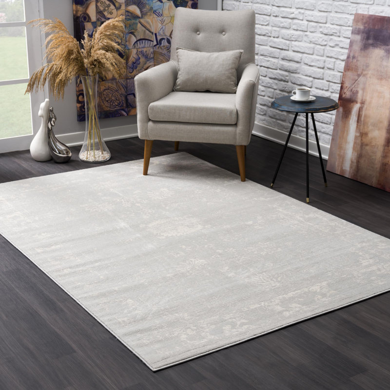 Rug Branch Oli 5' x 8' (5'3" x 7'7") Grey/Beige Abstract Indoor Area Rug, Contemporary, Low Pile, Stain-Resistant Carpet - Living Room, Bedroom, Dining Room, and Kitchen