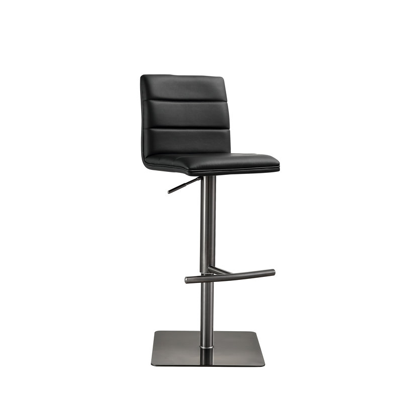 Tabouret tournant à hauteur réglable Kristen, Noir, Ébène