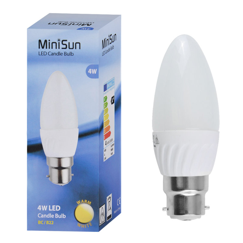 ArAgon 4W BC LED Candle Light Bulb, Warm White
