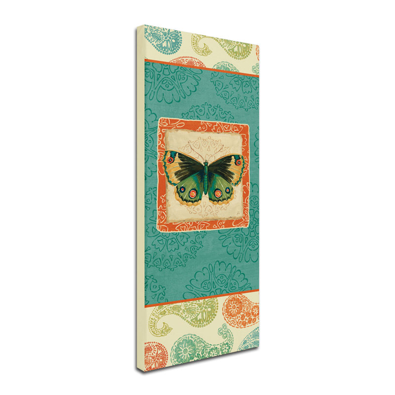 Colorful Butterfly Folk Floral Canvas Art by Daphne Brissonnet