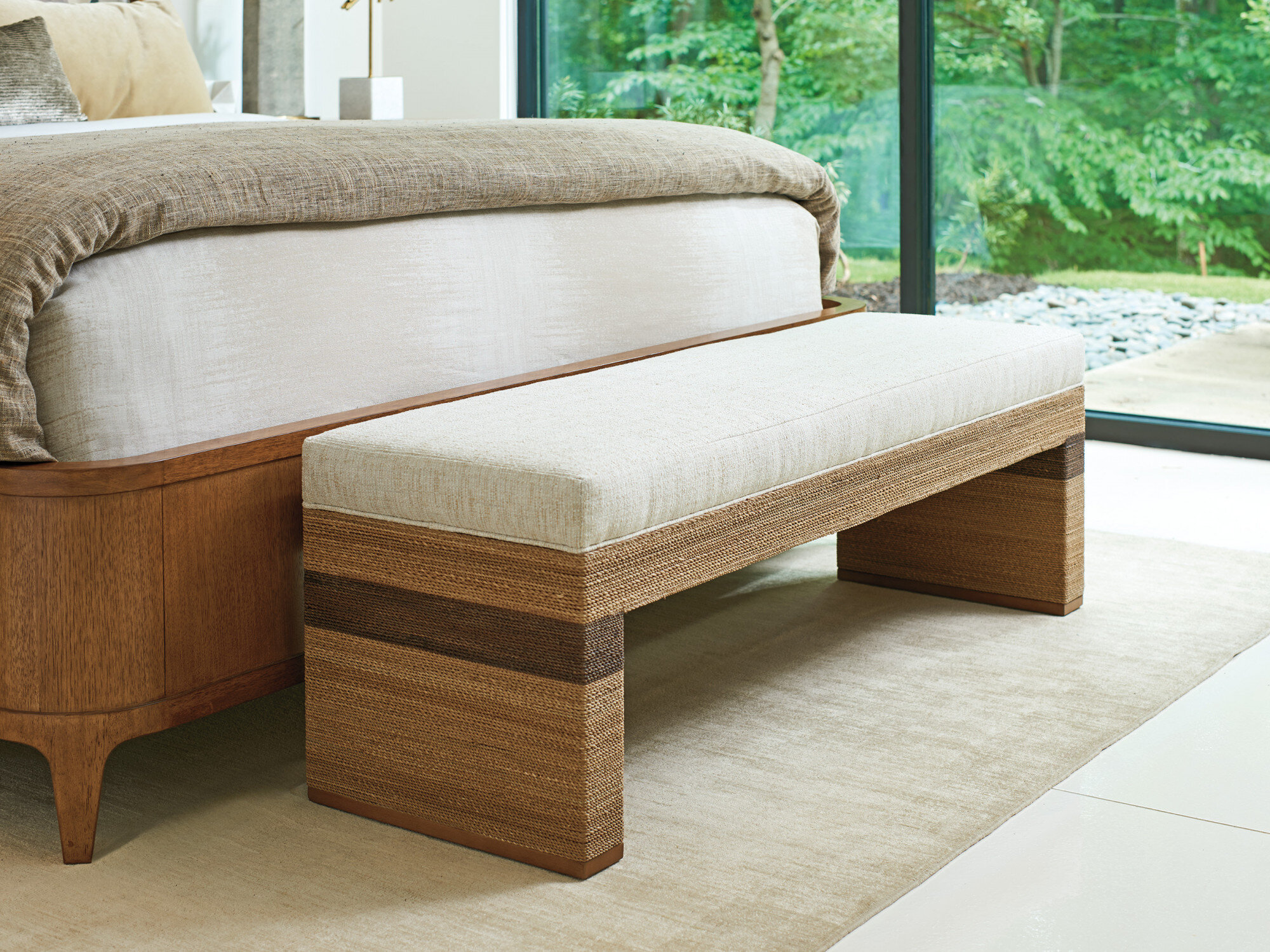 Wicker end deals of bed bench