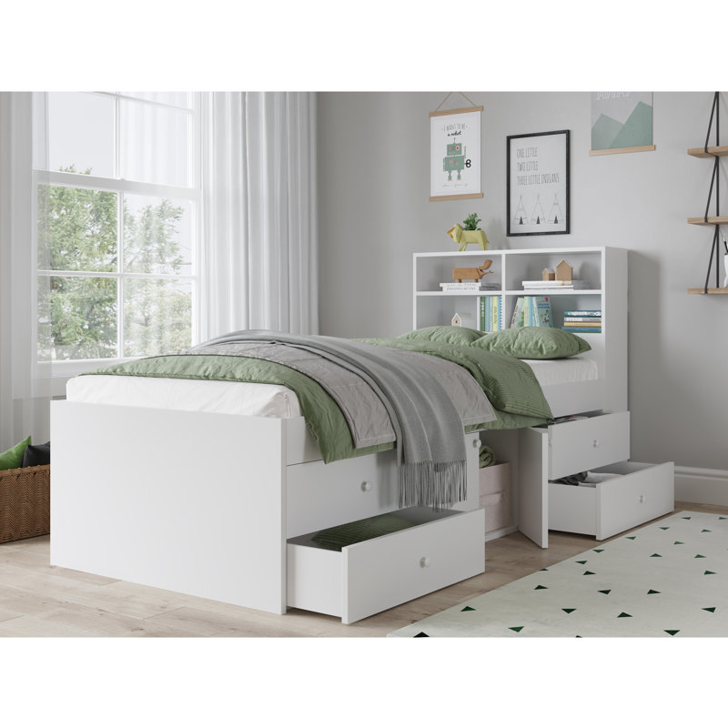 Captain's Single 3ft Cabin Bed with bookcase headboard, White