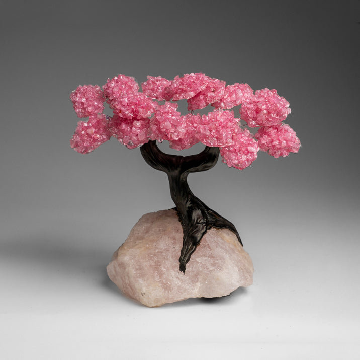 Custom - Genuine Rose Quartz Clustered Gemstone Tree On Rose Quartz Matrix (Unconditional Love Tree)