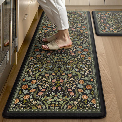 Anti-Fatigue Non-Skid Waterproof Cushioned Kitchen Mat Set of 2