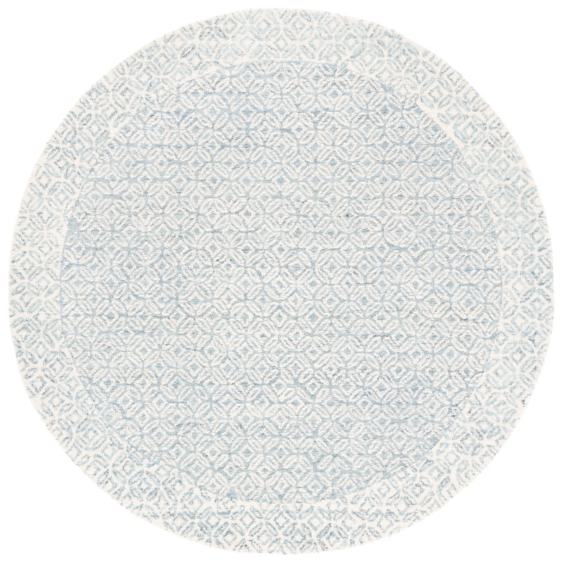 Sandborn Hand Tufted Wool/Cotton Geometric Rug in Ivory, Round 6'