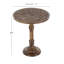 Table d'appoint latérale en bois de manguier brun à motif floral sculpté à la main avec base tournée-1639098443