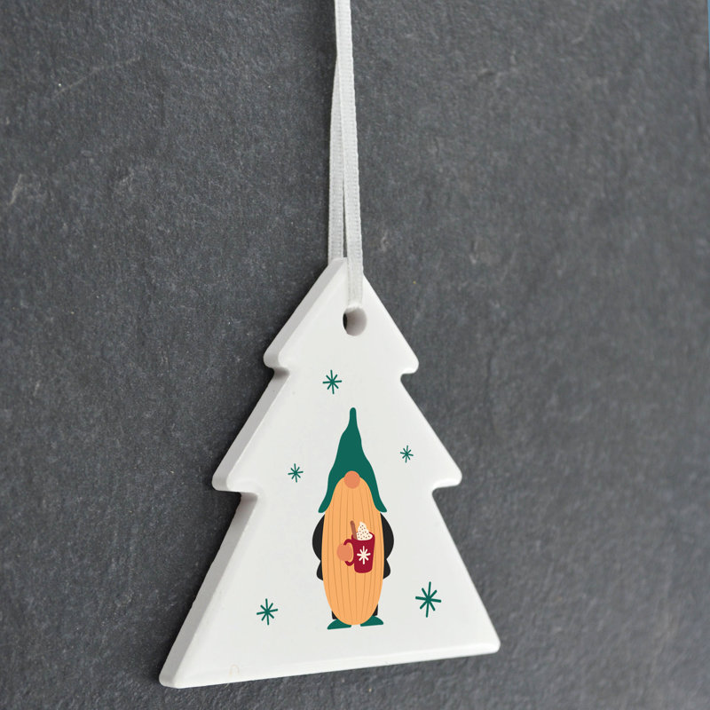 Carley Festive Gonk Hot Chocolate Tree Shaped Ceramic Ornament