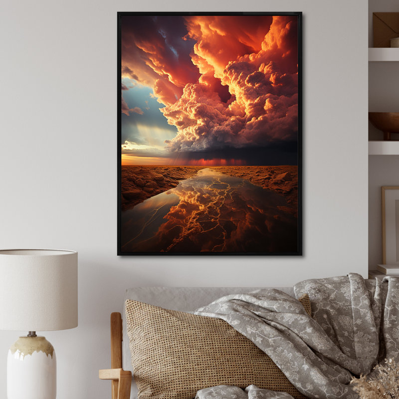 «Storm Clouds Mystical Embrace», impressions sur toile paysage et nature, H 32 po x l 24 po x P 1 po, Cadre flottant noir