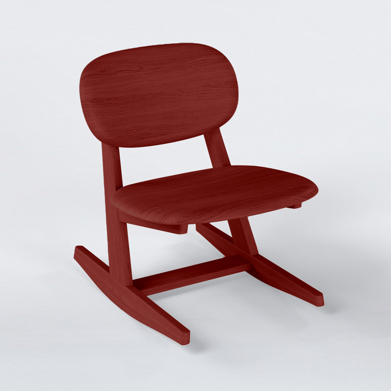 KufenKarl Rocking Chair, Unique Handmade Chair, Solid Wood Rocking Chairs, Sturdy Rocker Chair, Japanese Red