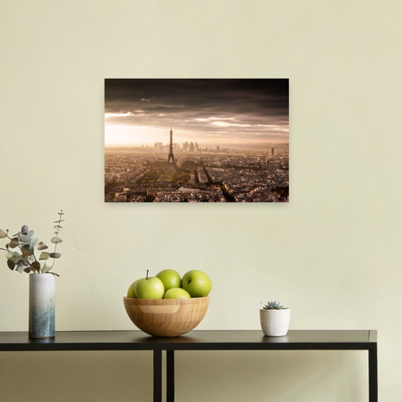«Paris Golden Hour», reproduction d'art dramatique abstraite contemporaine, art mural, H 12 po x l 18 po