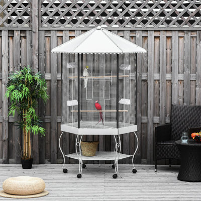 Cage à oiseaux de 77 po, spacieuse et avec rangement conçu pour les oiseaux, rangement intérieur en acier, qualité