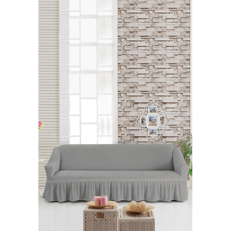 T-Cushion Sofa Slipcover, Grey