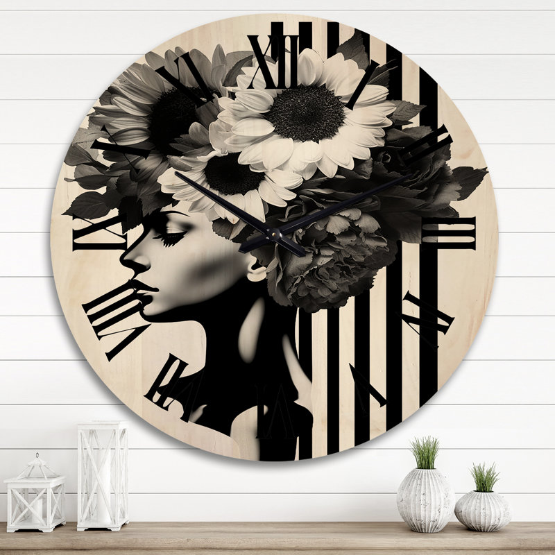 Horloge murale en bois massif Loes, Très grand