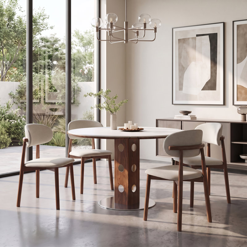 Ensemble de 2 chaises de salle à manger en chêne massif, revêtement en chenille beige, support robuste en X, courbe ergonomique, assemblage rapide