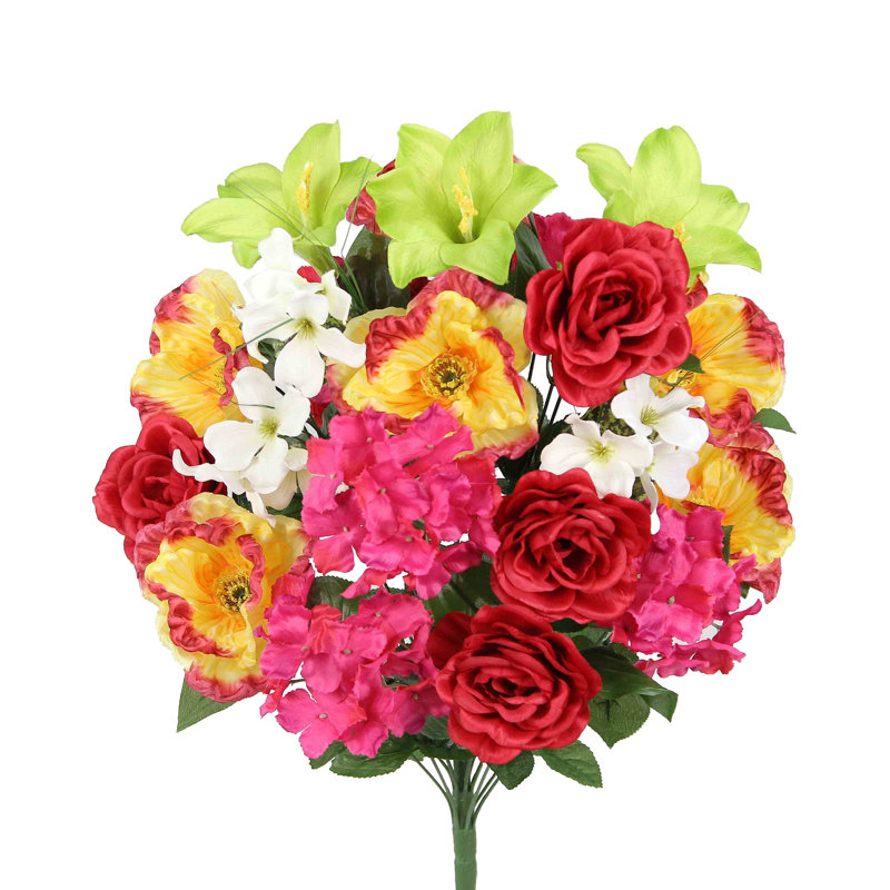 Arrangement floral mixte, Velours / jaune / lavande