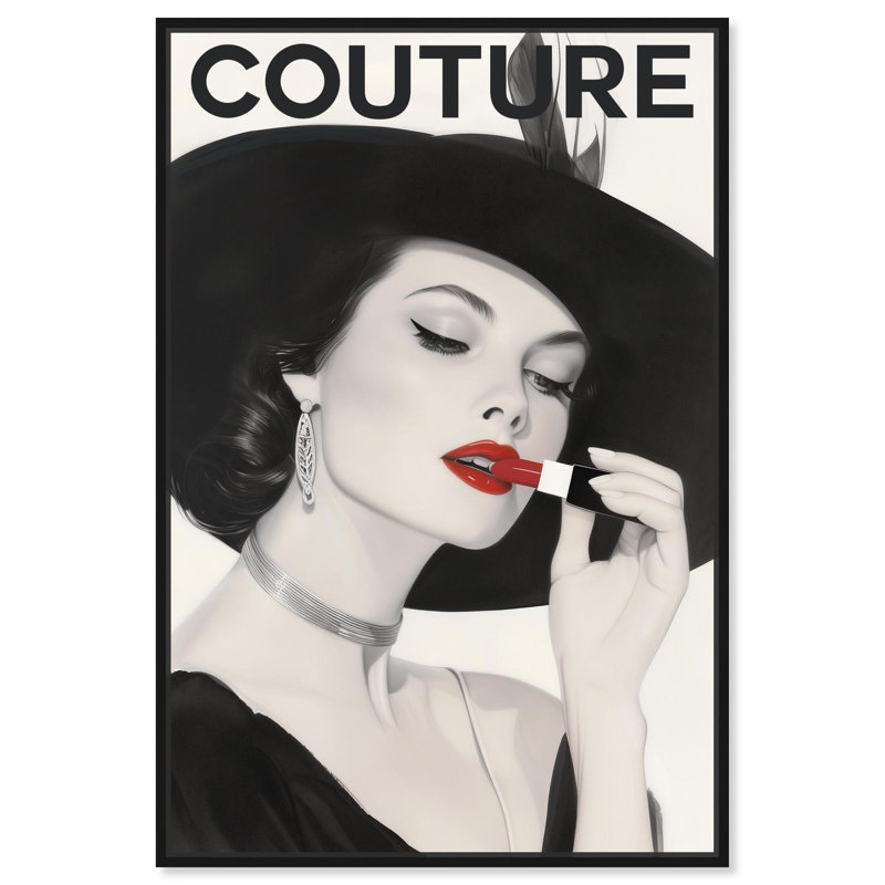 Lipstick Magazine Cover Canvas by Art Remedy, 16" H x 11" W, White, Floater Frame
