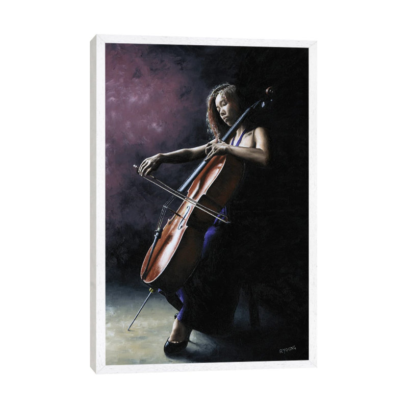 Emotional Cellist 1 Piece Wall Art on Canvas, 66.04 cm H x 45.72 cm W, White Framed