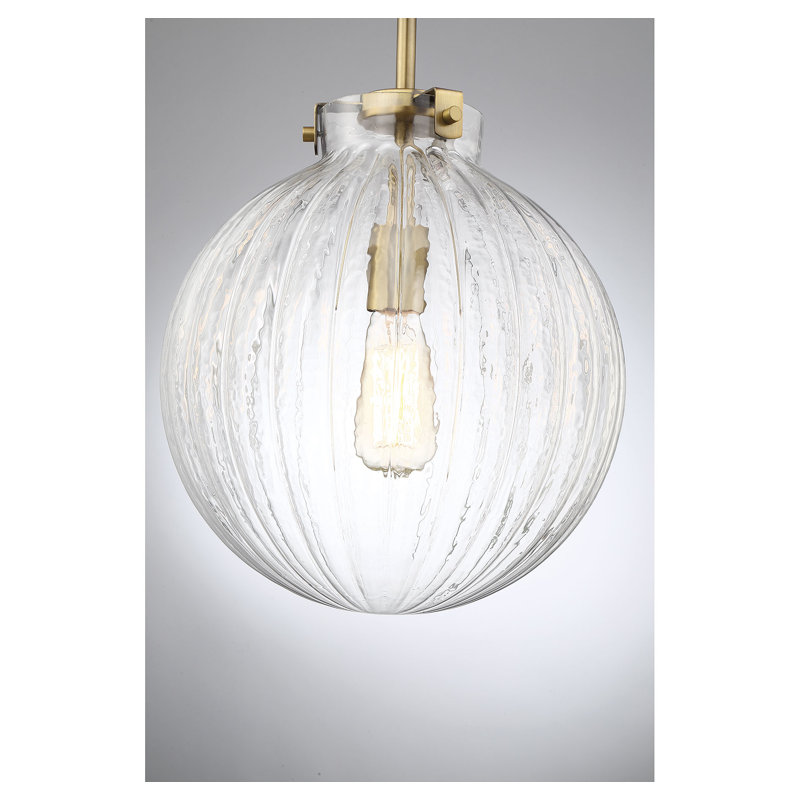Mini-luminaire suspendu 1 lumière Meridian en laiton naturel, Laiton naturel