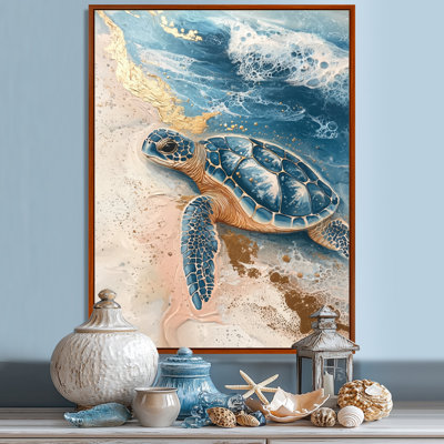 Colaluca, tortues dorées sur la plage II - tortue, art mural