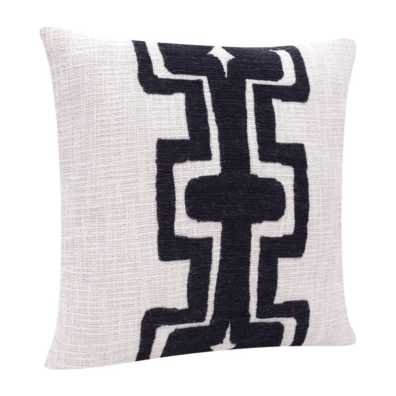 Coussin Vermehr, Noir / Ivoire, H 4 po x l 20 po x P 20 po