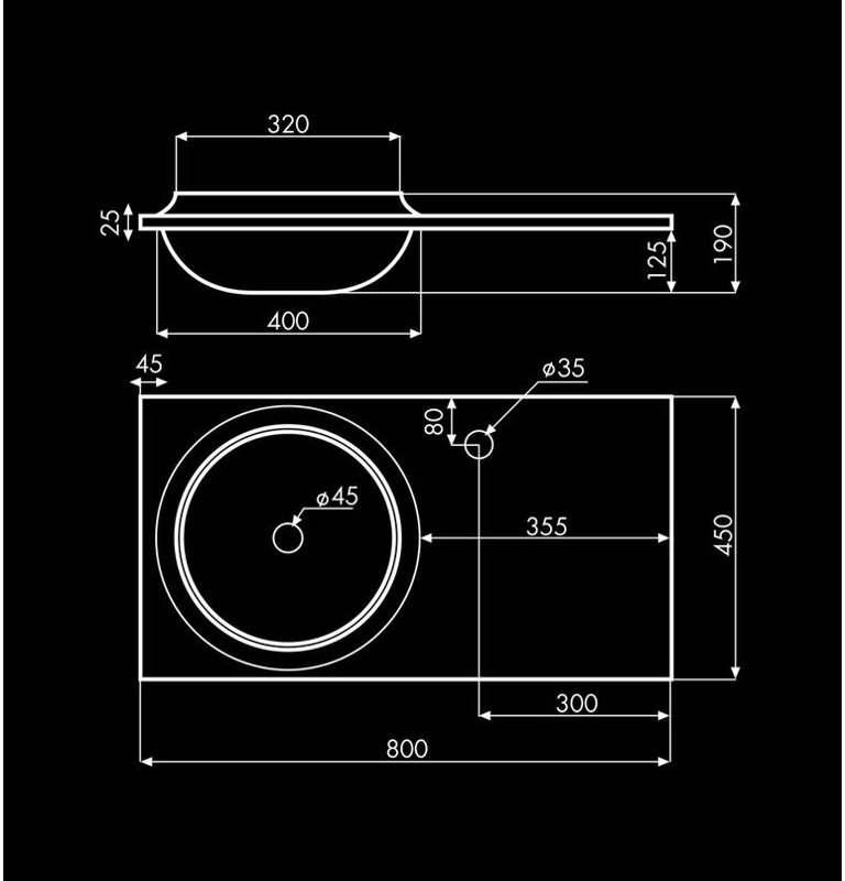 31.5'' L Bathroom Sink, Black